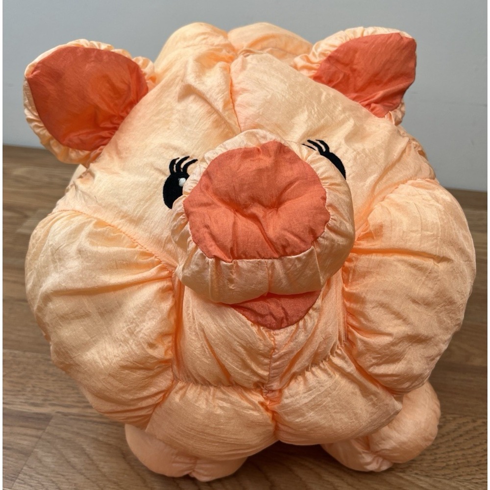 Vintage Parachute Nylon Plush Pig Large 16" Quilted Commonwealth Stuffed Animal